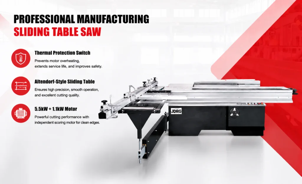 Precision sliding table saw for panel cutting